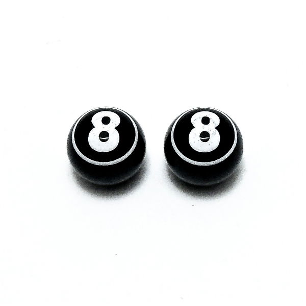 Schrader Valve Cap Lucky 8 Ball (Pair)