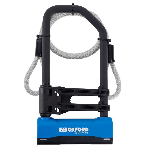 Oxford Sentry 2.0 Duo U-Lock Blue 320mmx110mm & Cable (SILVER)
