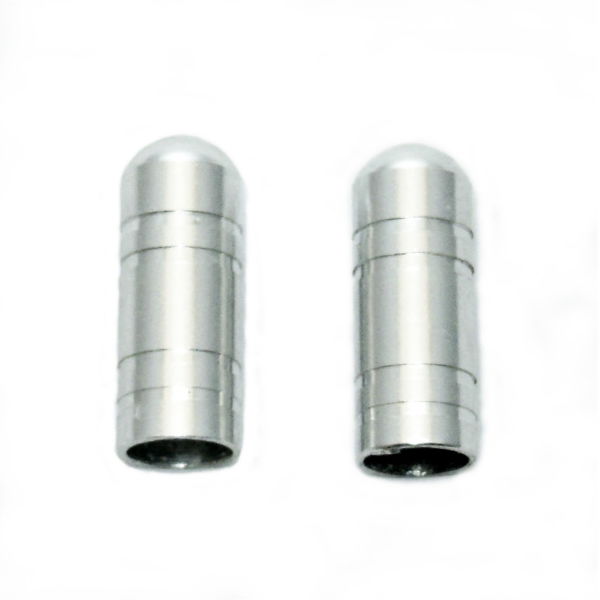 Bullet Silver Schrader Valve Cap Pair