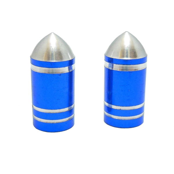 Bullet Blue Schrader Valve Cap Pair