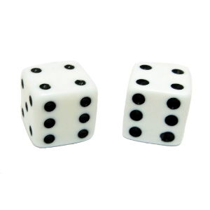 Dice Schrader Valve Caps White (Pair)