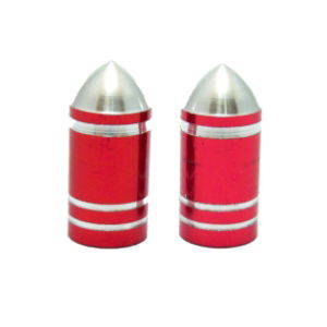 Bullet Red Schrader Valve Cap Pair