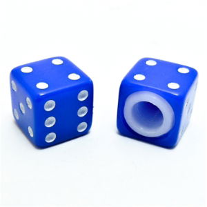 Dice Schrader Valve Caps Blue (Pair)