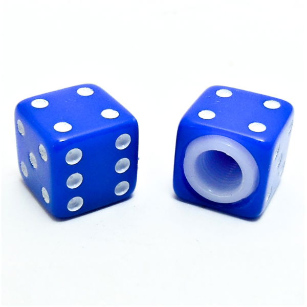 Dice Schrader Valve Caps Blue (Pair)