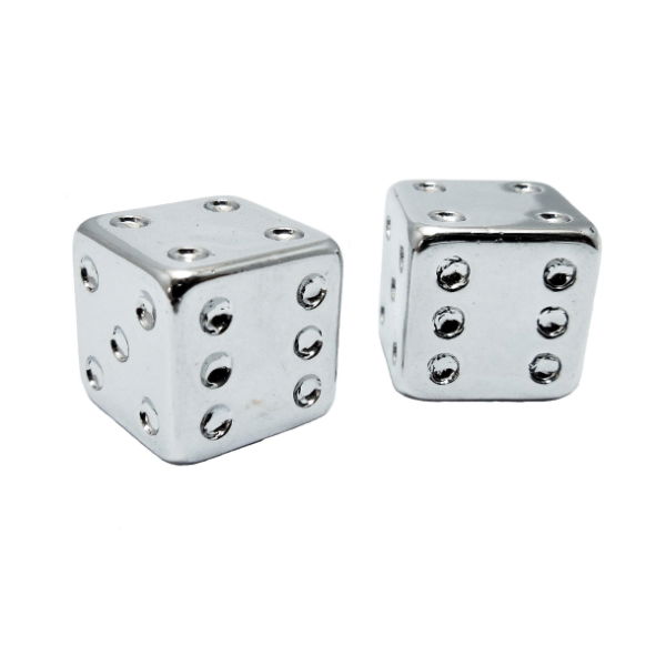 Dice Schrader Valve Caps Silver (Pair)