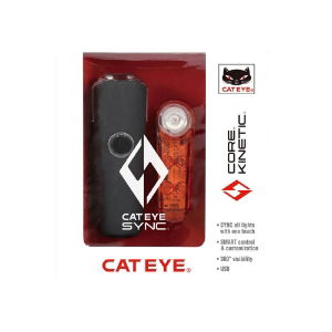 CatEye Sync Core 500 Lumen Front & Kinetic Rear LED Bluetooth USB Light Set 