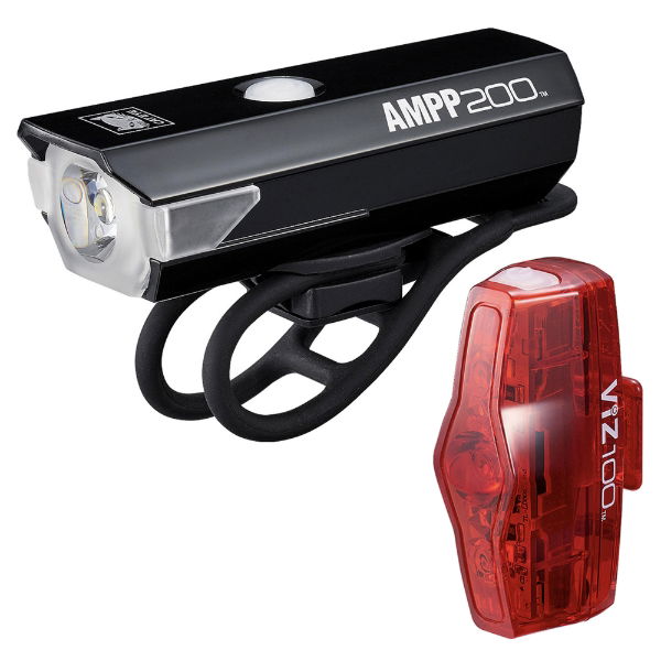CatEye AMPP 900 Lumen LED Front & VIZ 300 LED Rear USB Light Set 