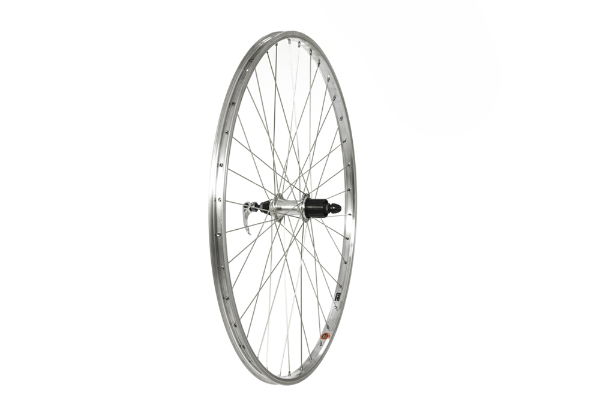 700c Hybrid Rear Wheel Silver 7 Speed Cassette Q/R