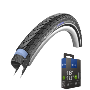 Brompton 16x1 3/8(1.35) Schwalbe Marathon Plus Tyre & AV4 Inner Tube