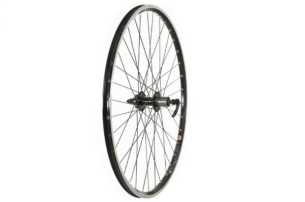 700c Hybrid Rear Wheel - Black V-Rim Disc 8/9 Cassette 